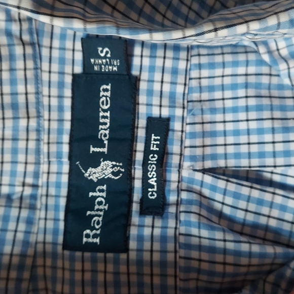 Ralph Lauren custom fit size s shirt blue plaid with blue pony - Picture 2 of 4